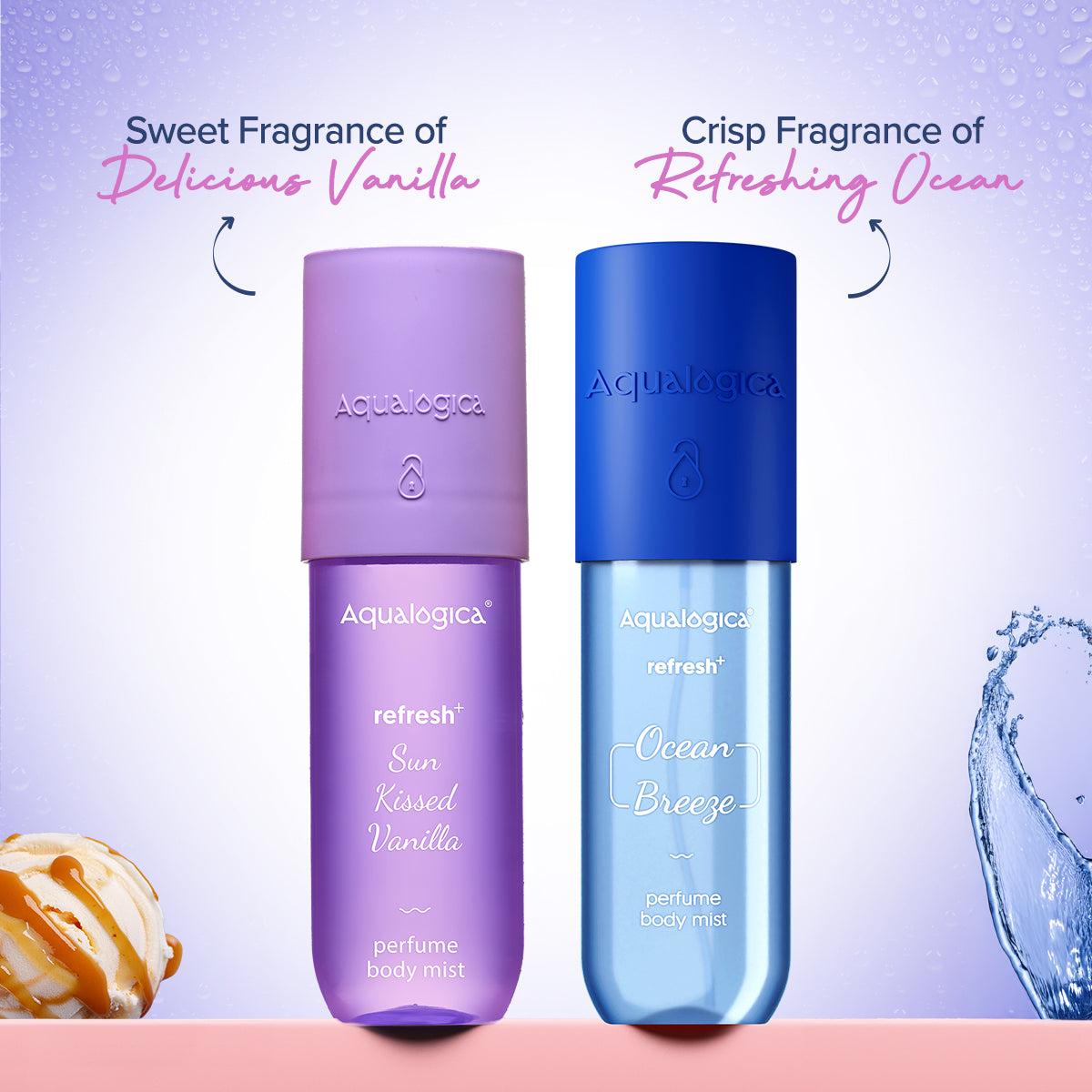Refresh+ Ocean Breeze and Vanilla Kiss body mist duo 