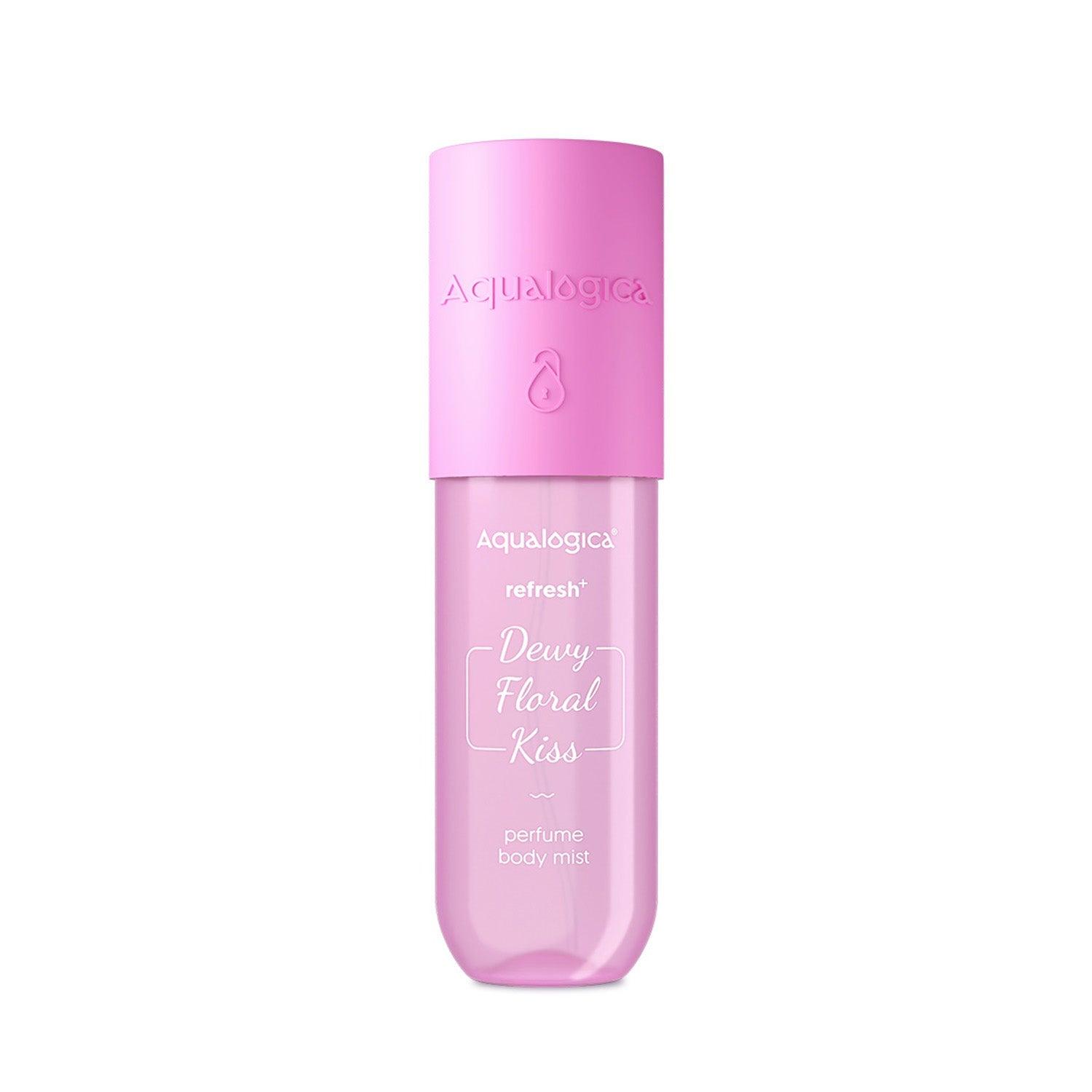 Aqualogica Dewy Floral Kiss perfume body mist with lily petals and dewy glow
