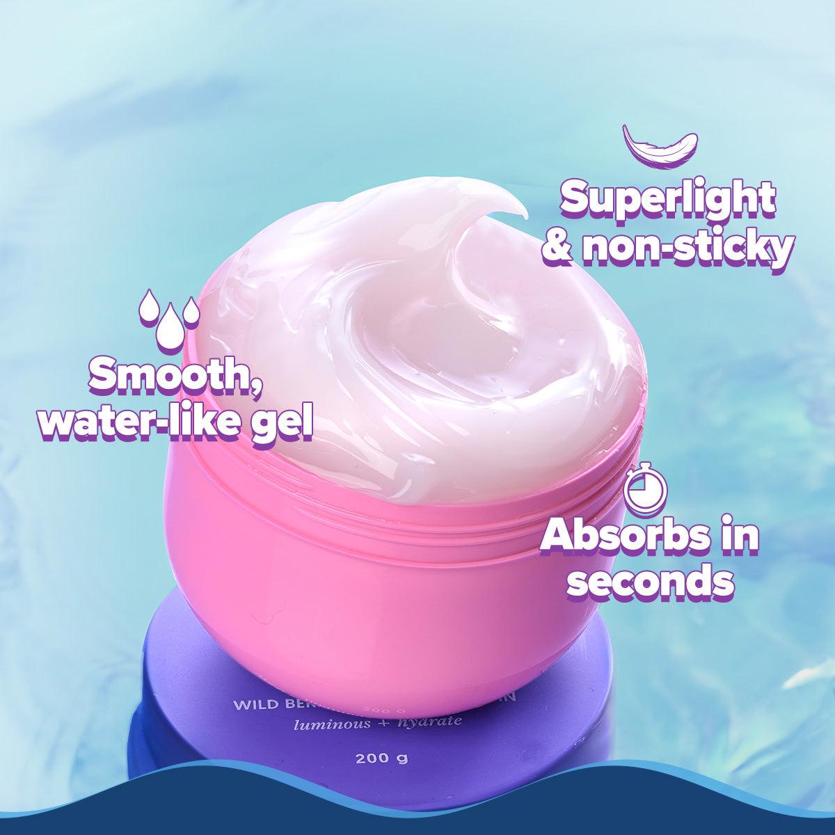 Aqualogica Illuminate Hydra Gel moisturizer jars with berry 