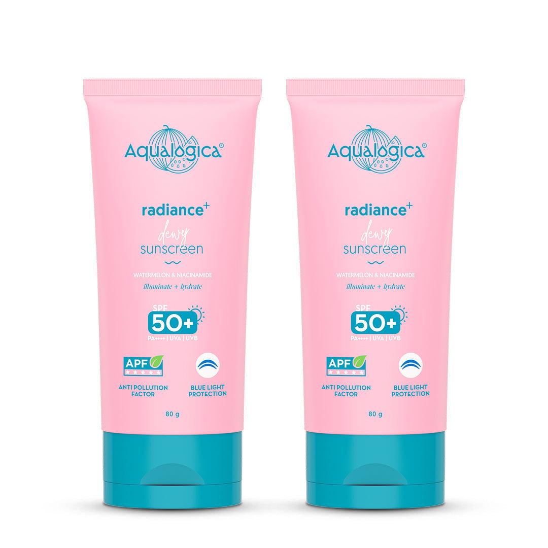 Radiance+ Dewy Sunscreen In-Vivo Tested with Watermelon & Niacinamide with SPF 50 & PA++++ - 80g (Pack of 2)
