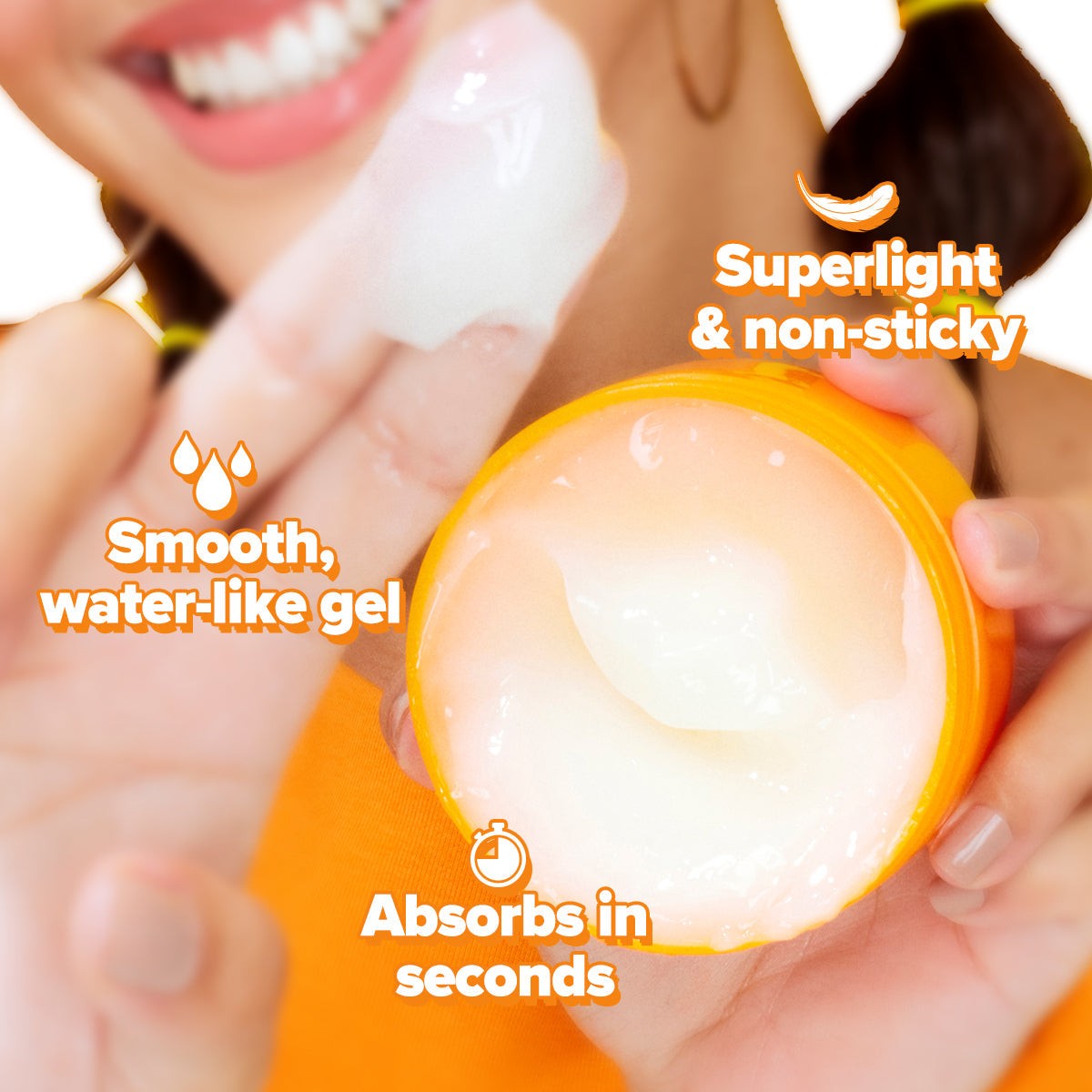Papaya gel texture absorbs quickly for a non-sticky finish