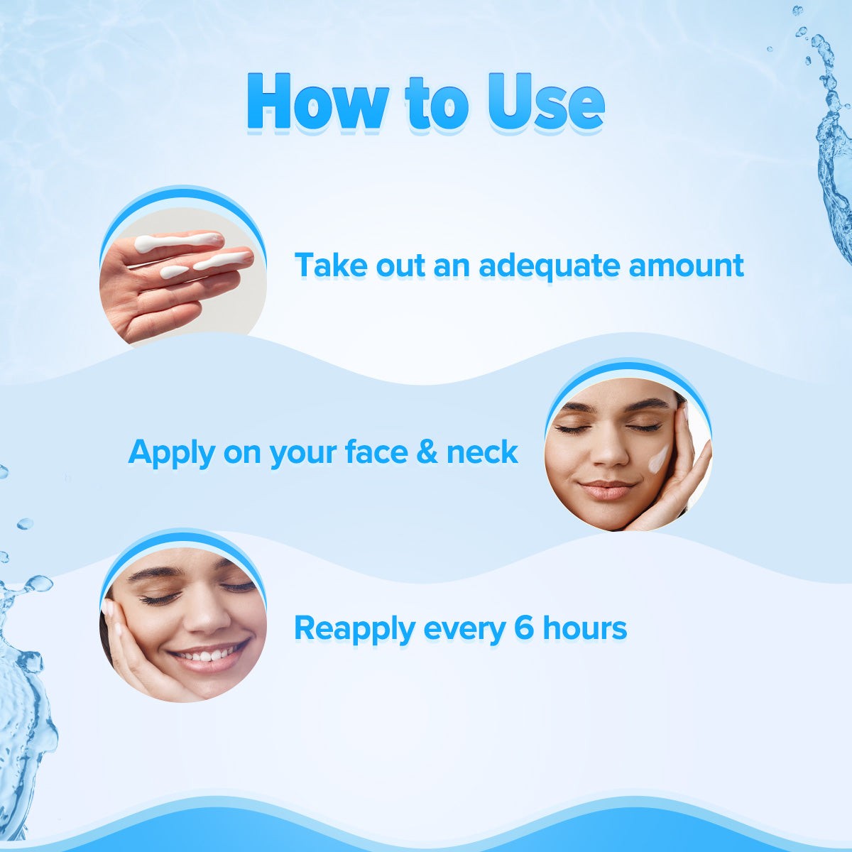 Barrier sunscreen apply face neck reapply guide