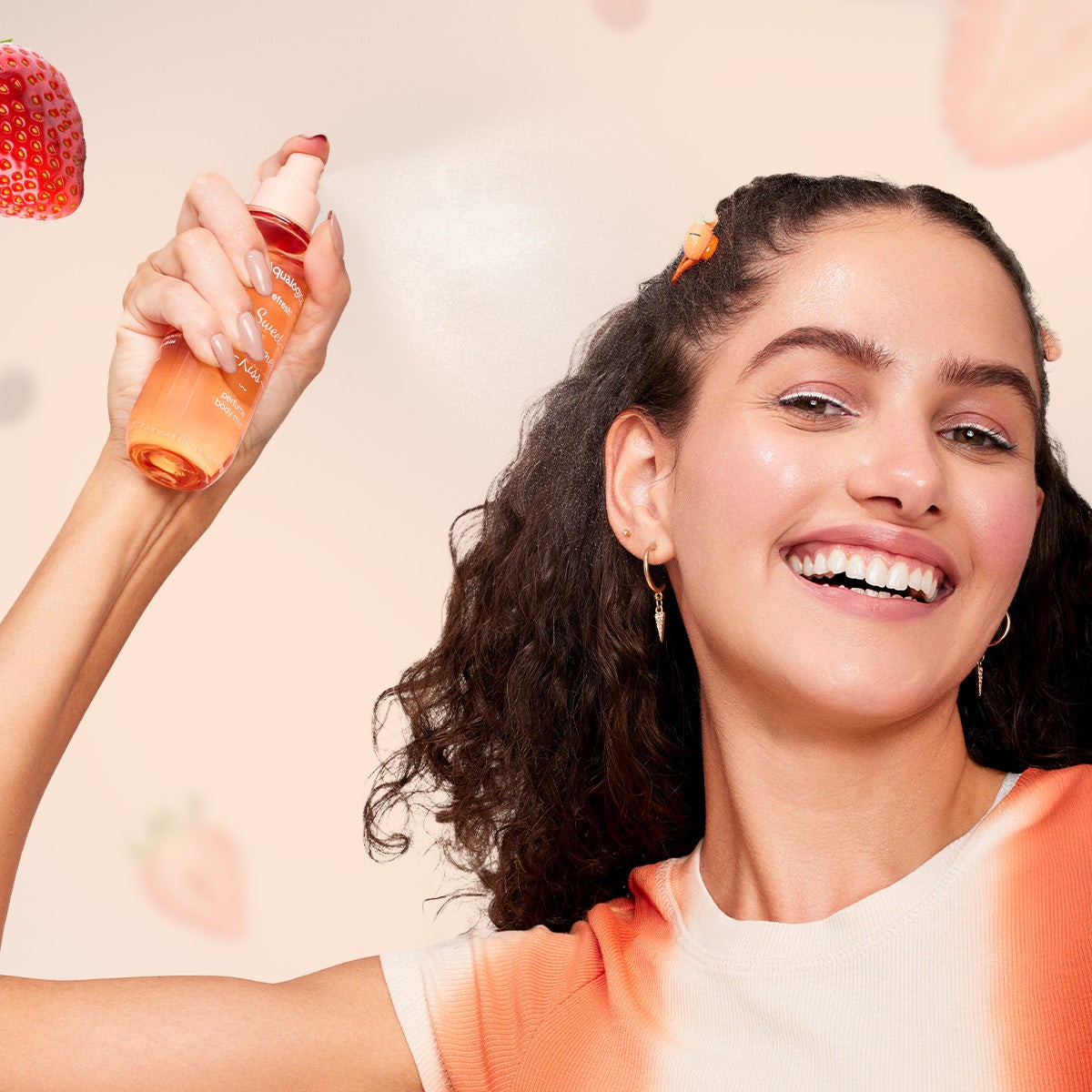 Woman enjoying cheerful fruity fragrance