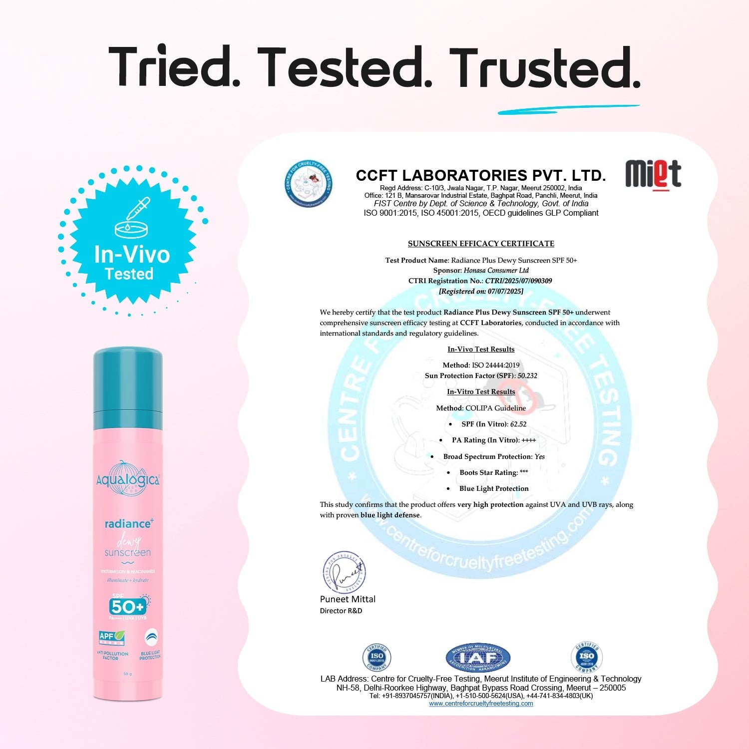 Radiance+ Dewy Sunscreen In-Vivo Tested with Watermelon & Niacinamide with SPF 50 & PA++++ - 50g(Pack of 2)