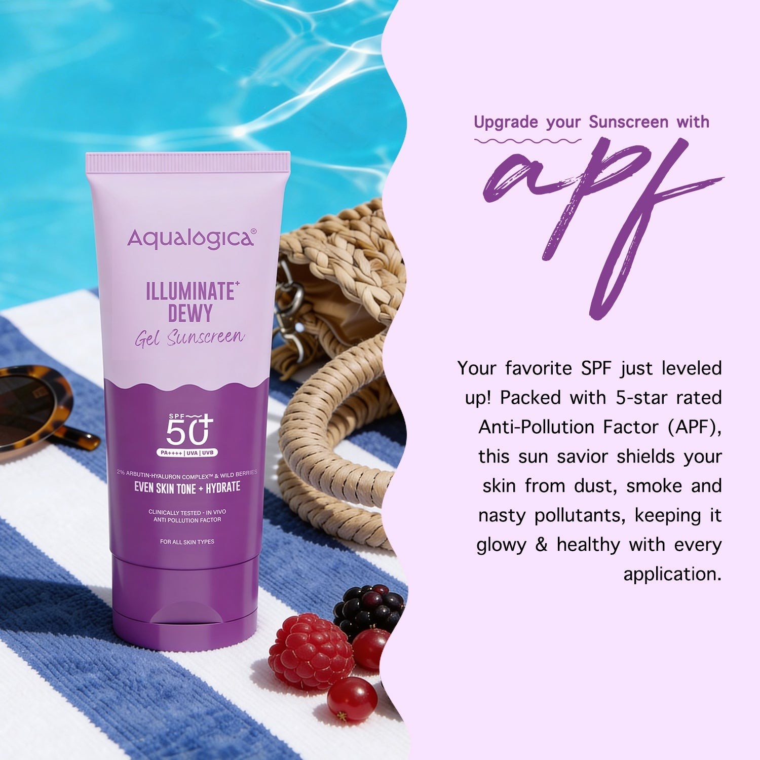 Illuminate+ Dewy Sunscreen In-Vivo Tested SPF 50+ PA++++ with Wild Berries & Alpha Arbutin - 80 g