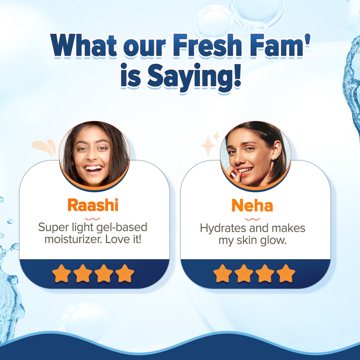 Aqualogica moisturizer review card with Fresh Fam ratings