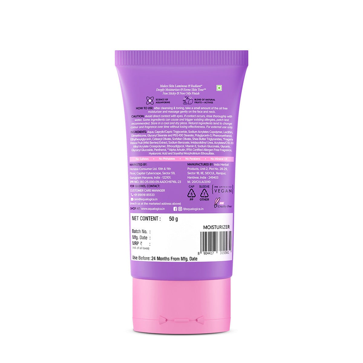Aqualogica Illuminate oil-free moisturizer back