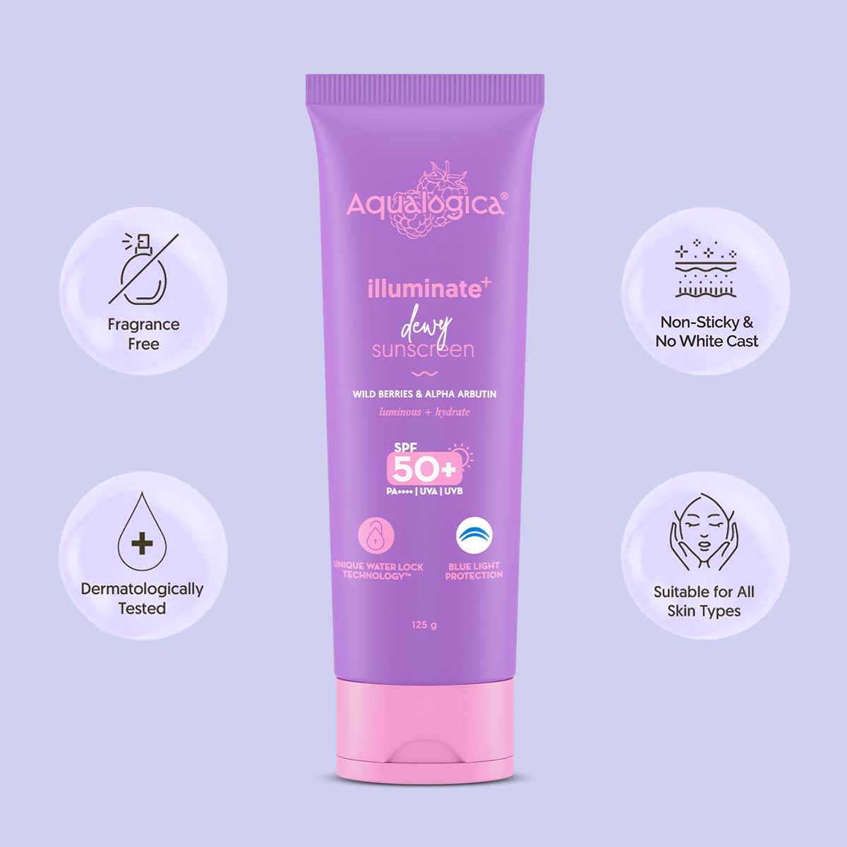 Aqualogica sunscreen SPF 50 UV blue light protection 