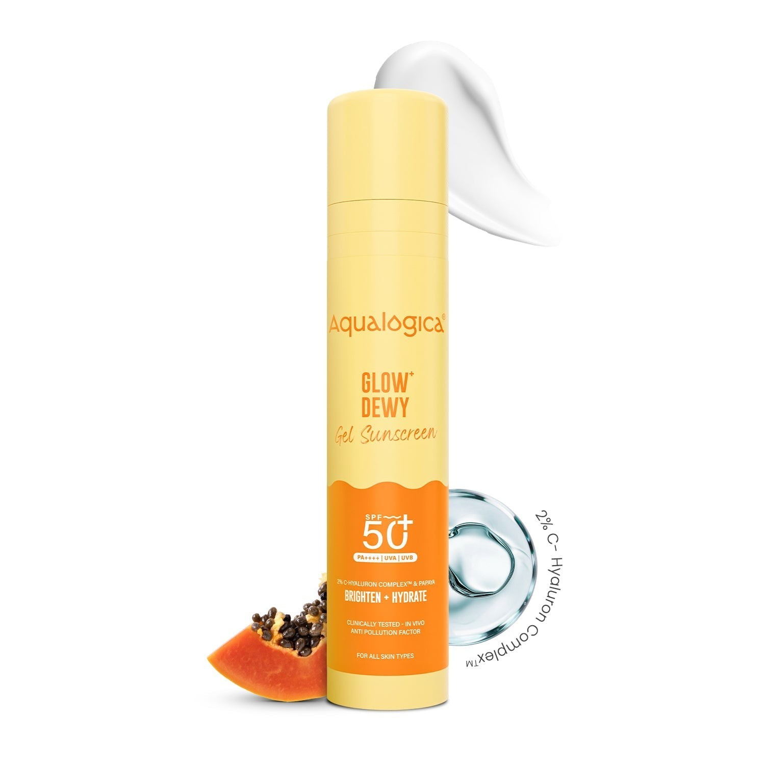 Glow dewy sunscreen tube model application