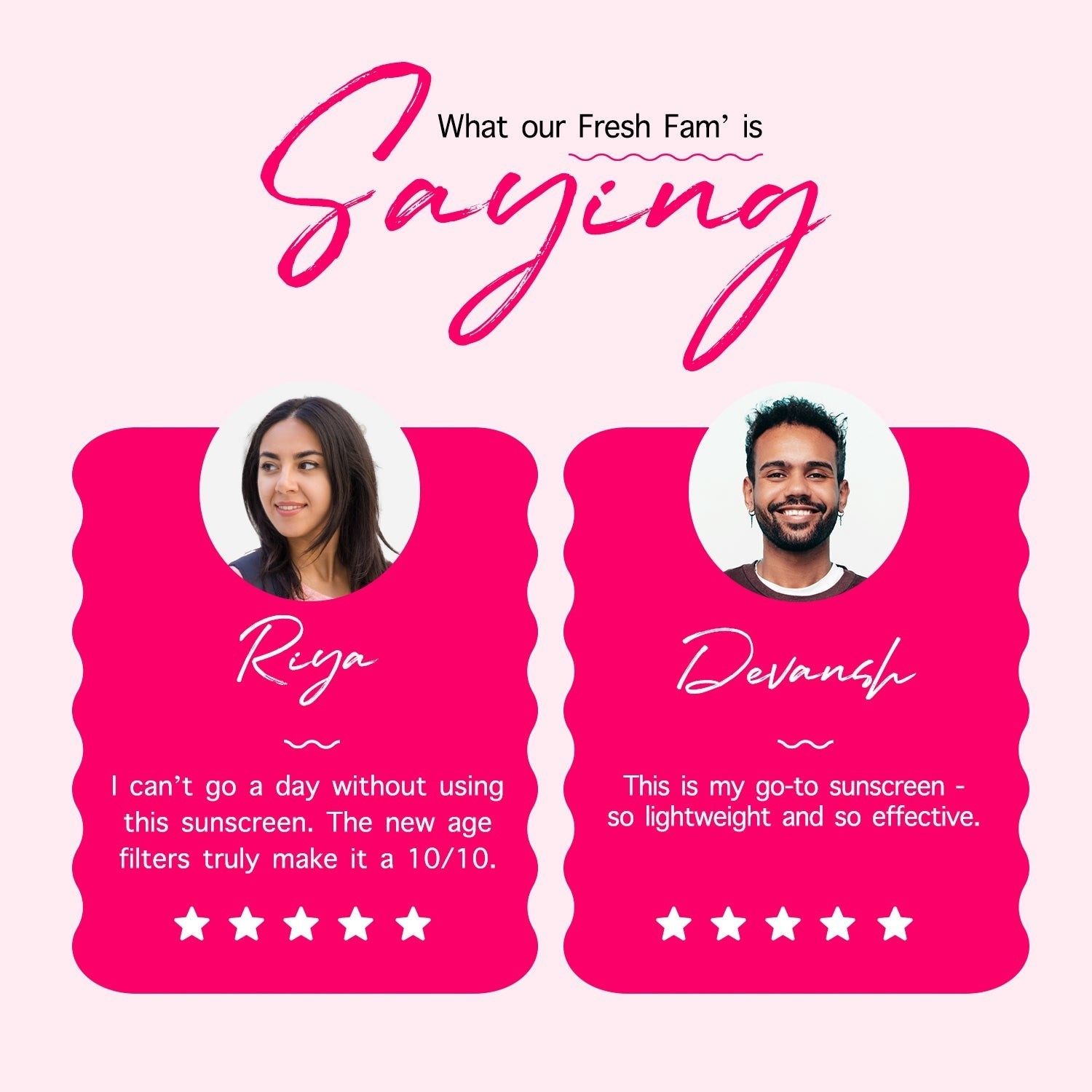Aqualogica Fresh fam saying customer reviews five star